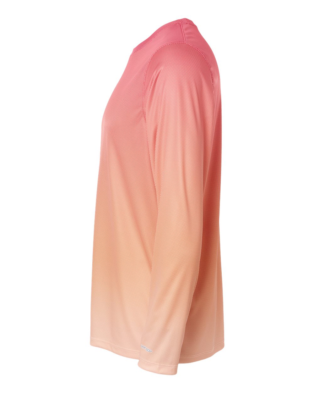 Left View of Red/ Light Orange Barbados Performance Pin Dot Long Sleeve T-Shirt - 225