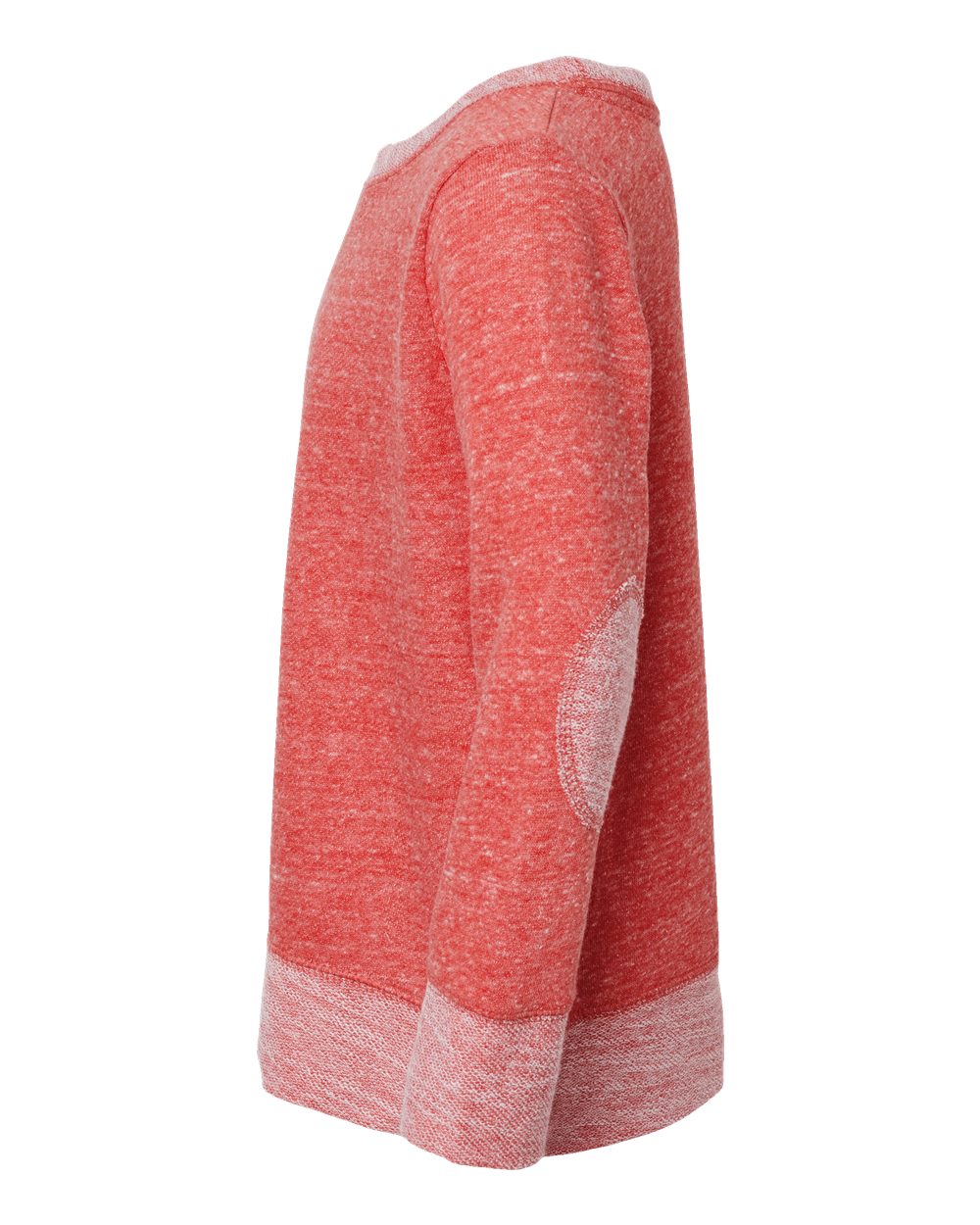 Left View of Red Melange Youth Harborside Mélange French Terry Long Sleeve with Elbow Patches - 2279