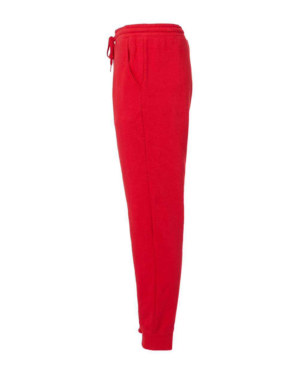 Left View of Red Midweight Fleece Pants - IND20PNT