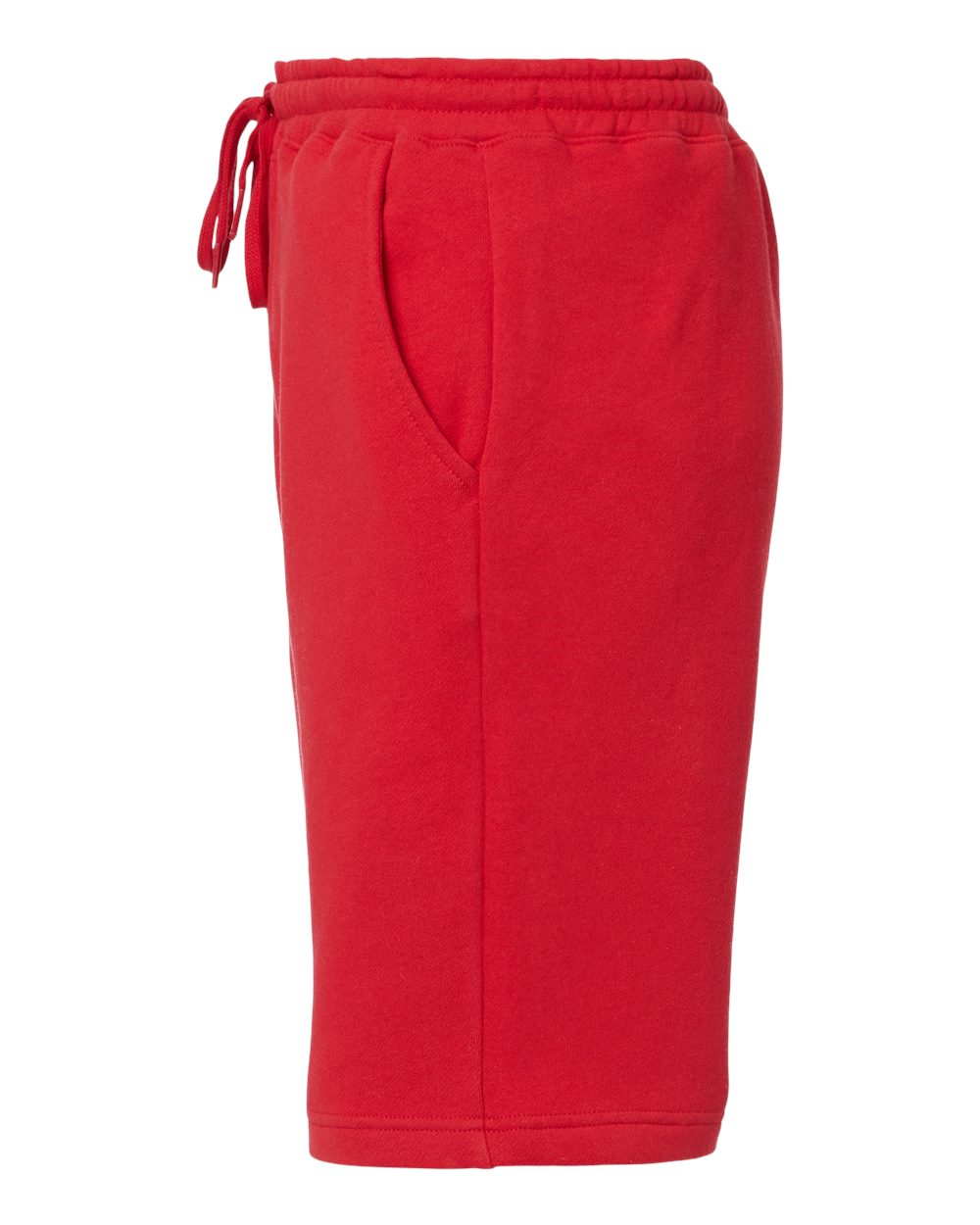 Left View of Red Midweight Fleece Shorts - IND20SRT