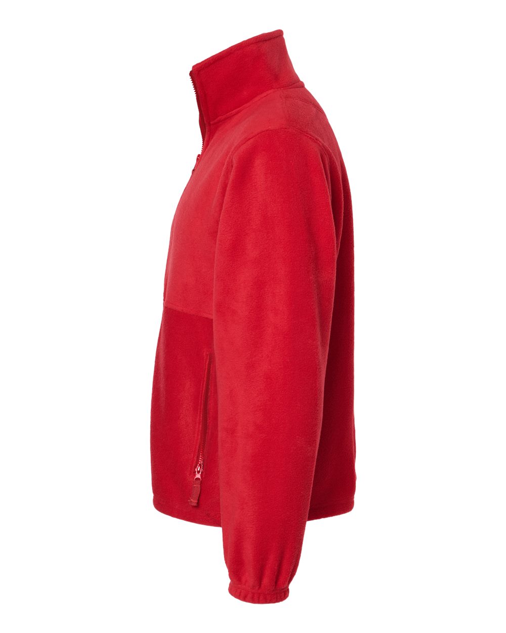 Left View of Red Polar Fleece Full-Zip Jacket - 3062