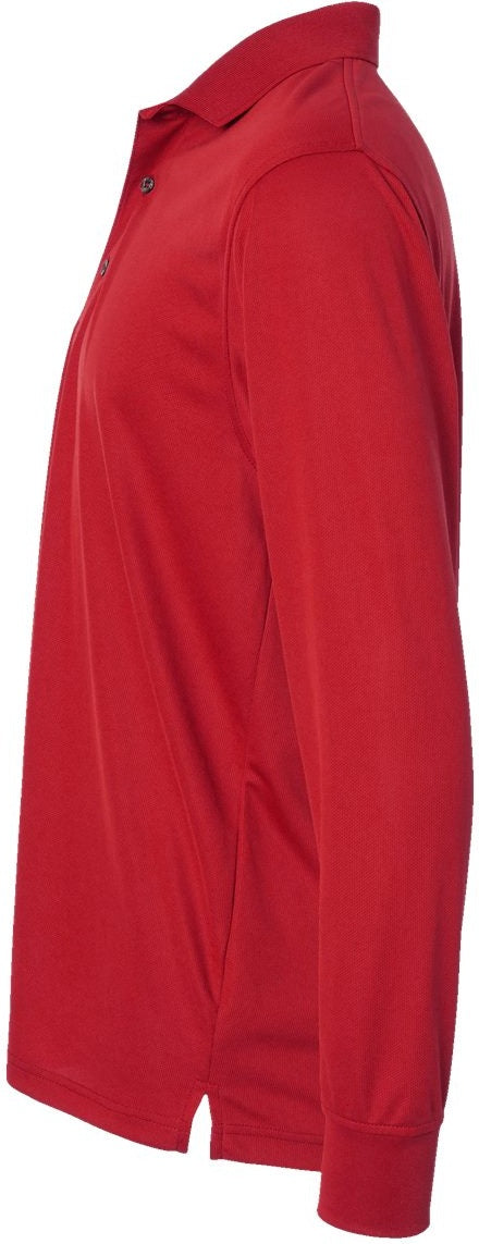 Left View of Red Prescott Long Sleeve Polo - 110