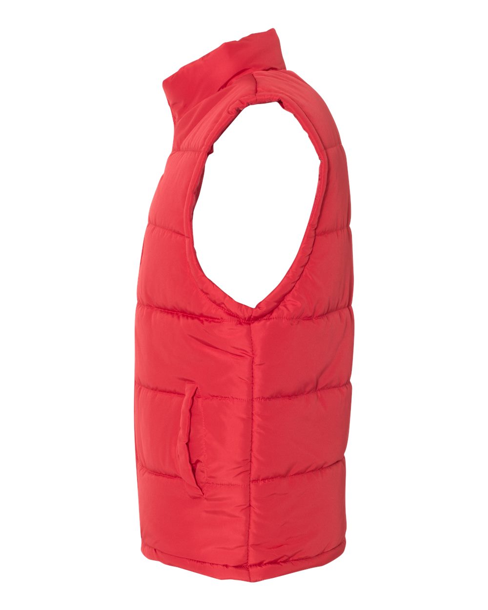 Left View of Red Puffer Vest - 8700