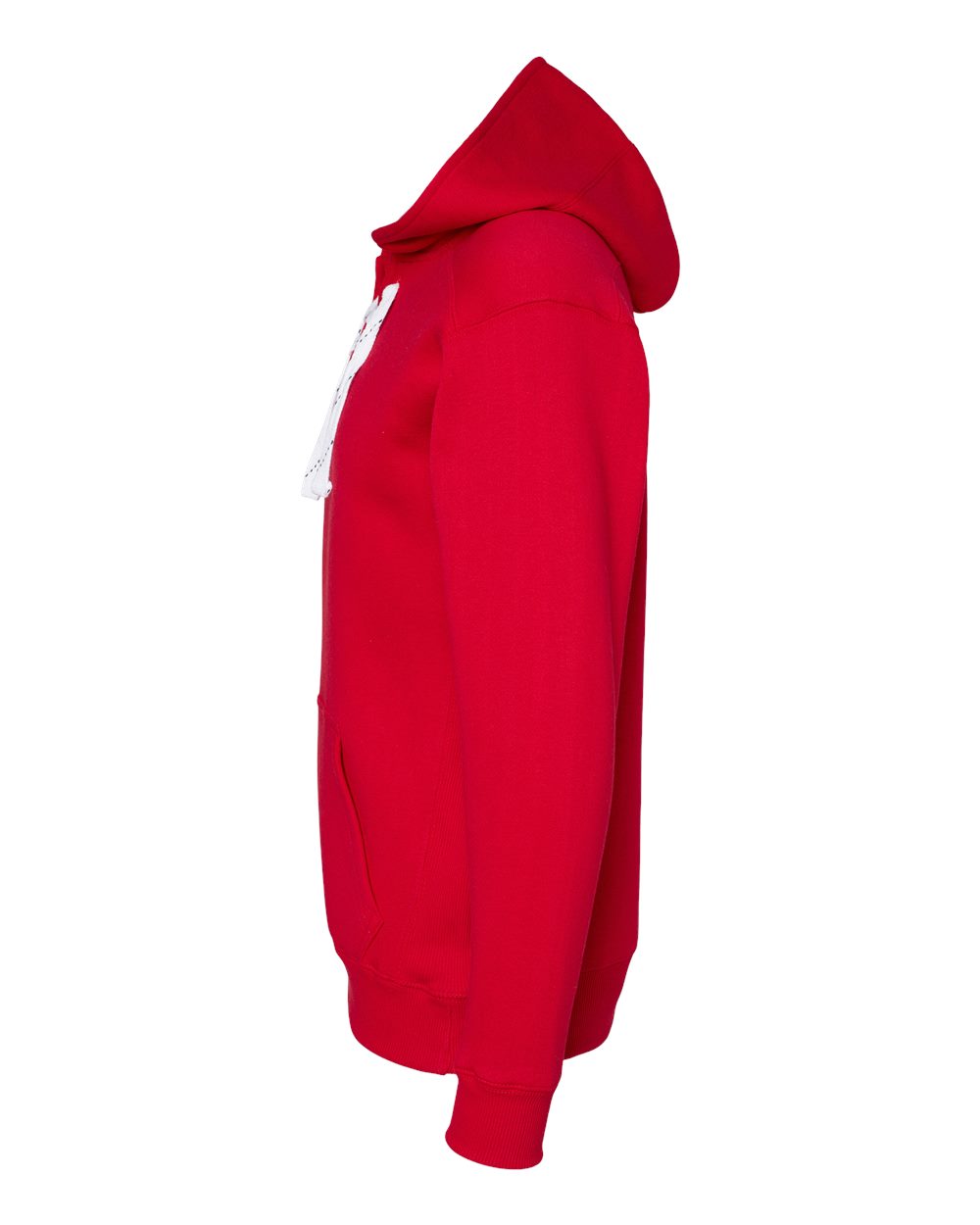 Left View of Red Sport Lace Hooded Sweatshirt - 8830