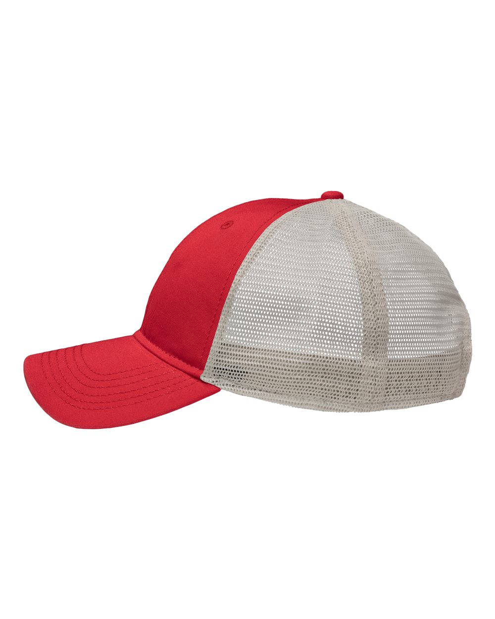 Left View of Red/ Stone Mesh Dad Hat Fit - SP1750