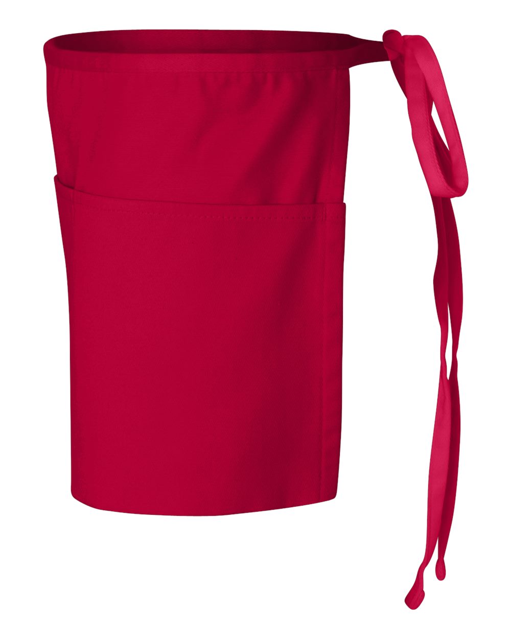 Left View of Red Waist Apron with Pockets - Q2115
