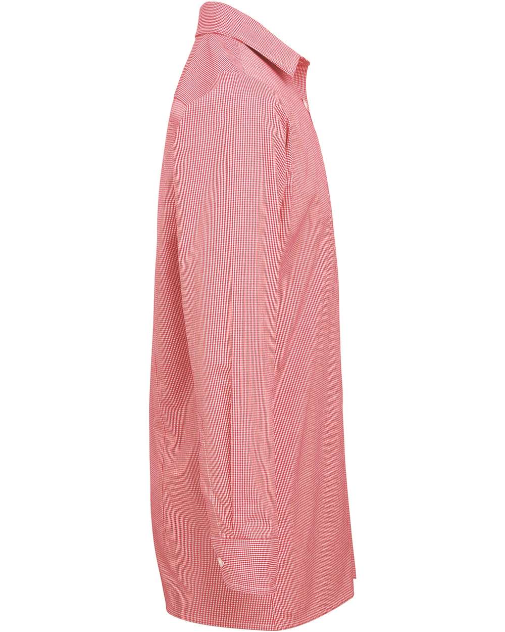 Left View of Red/ White Men's Microcheck Gingham Cotton Shirt - RP220