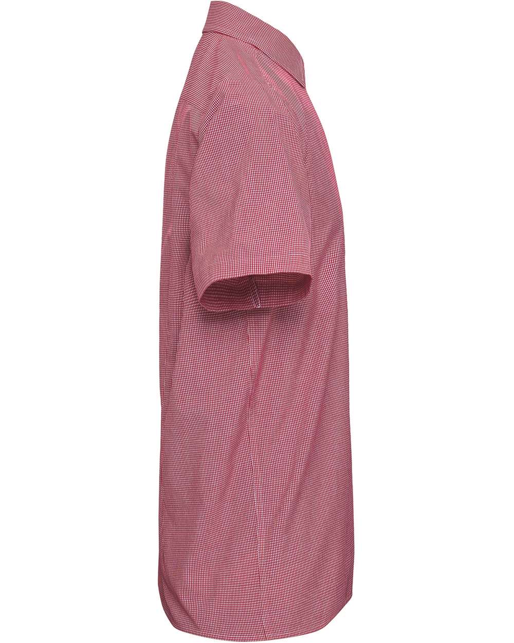 Left View of Red/ White Men's Microcheck Gingham Cotton Shirt - RP221