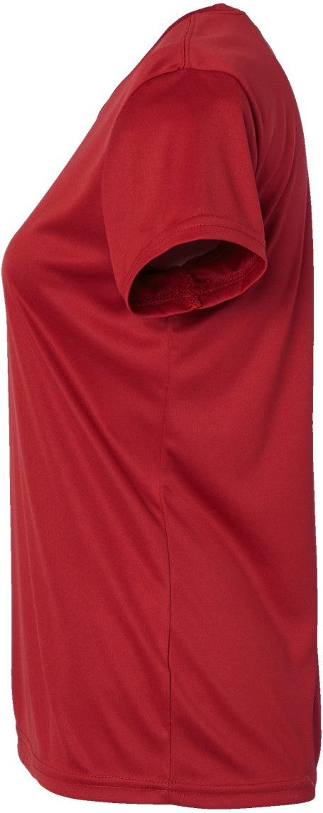 Left View of Red Women's Islander Performance T-Shirt - 204