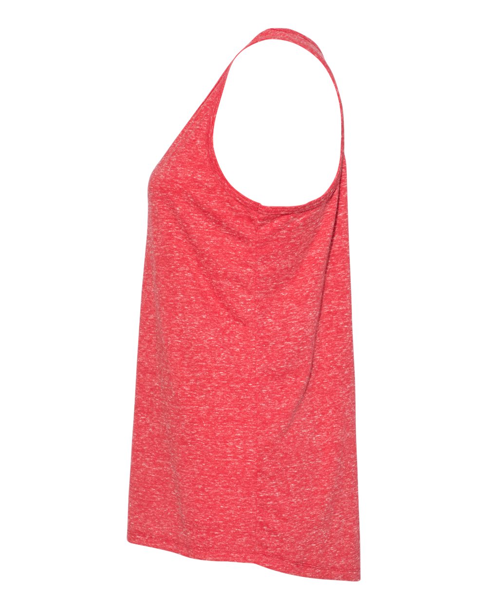 Left View of Red Women's Snow Heather Jersey Racerback Tank Top - 88WTKR