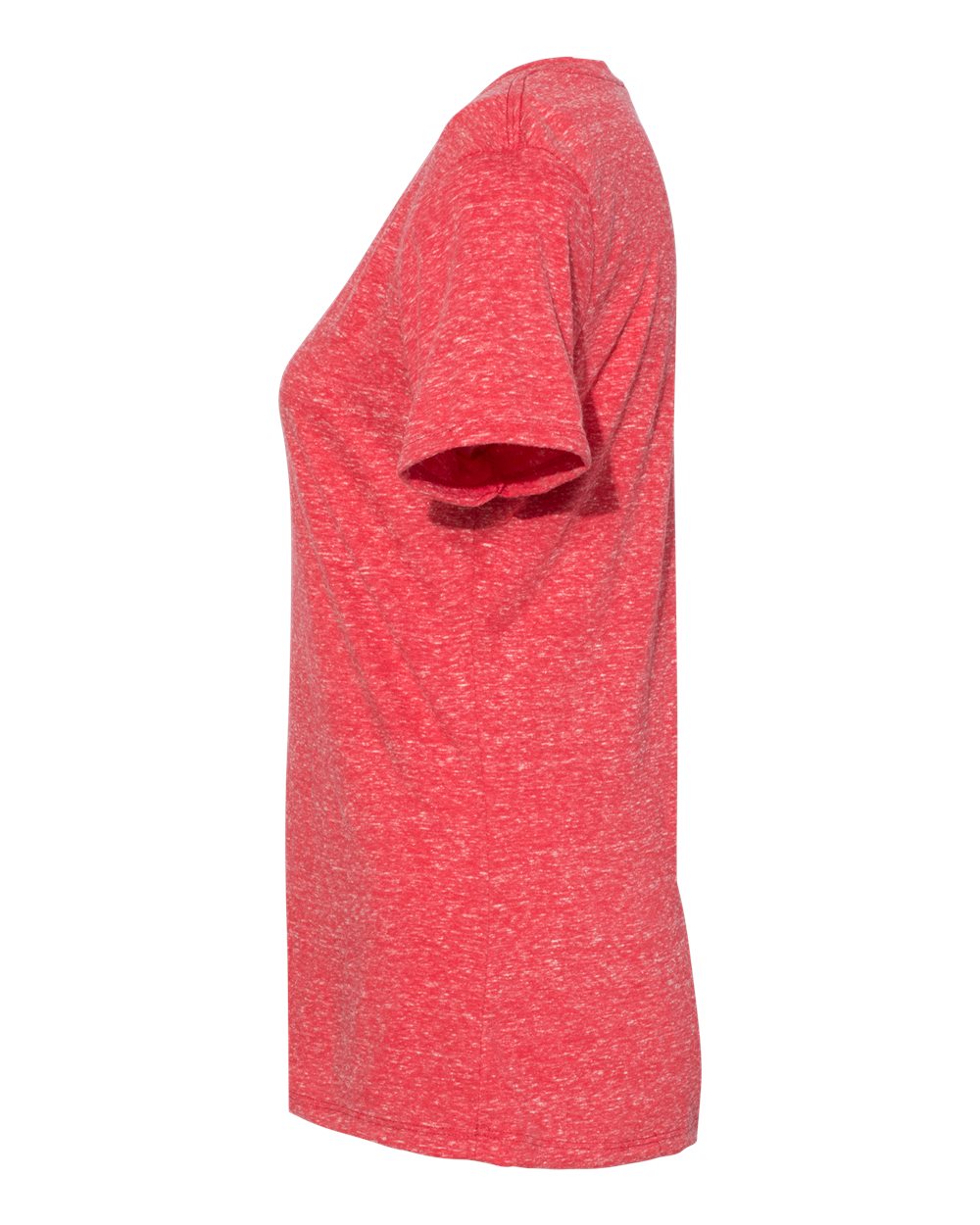 Left View of Red Women's Snow Heather Jersey V-Neck T-Shirt - 88WVR