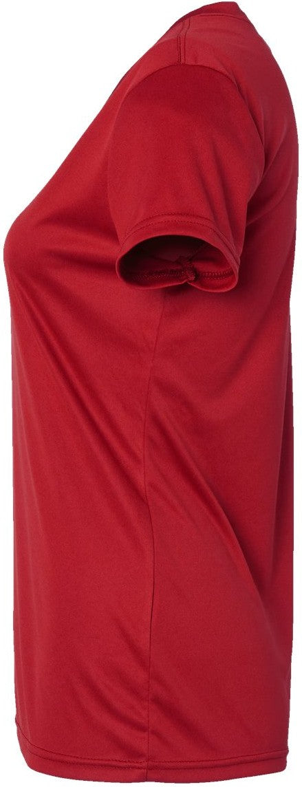 Left View of Red Women's Vera V-Neck T-Shirt - 203