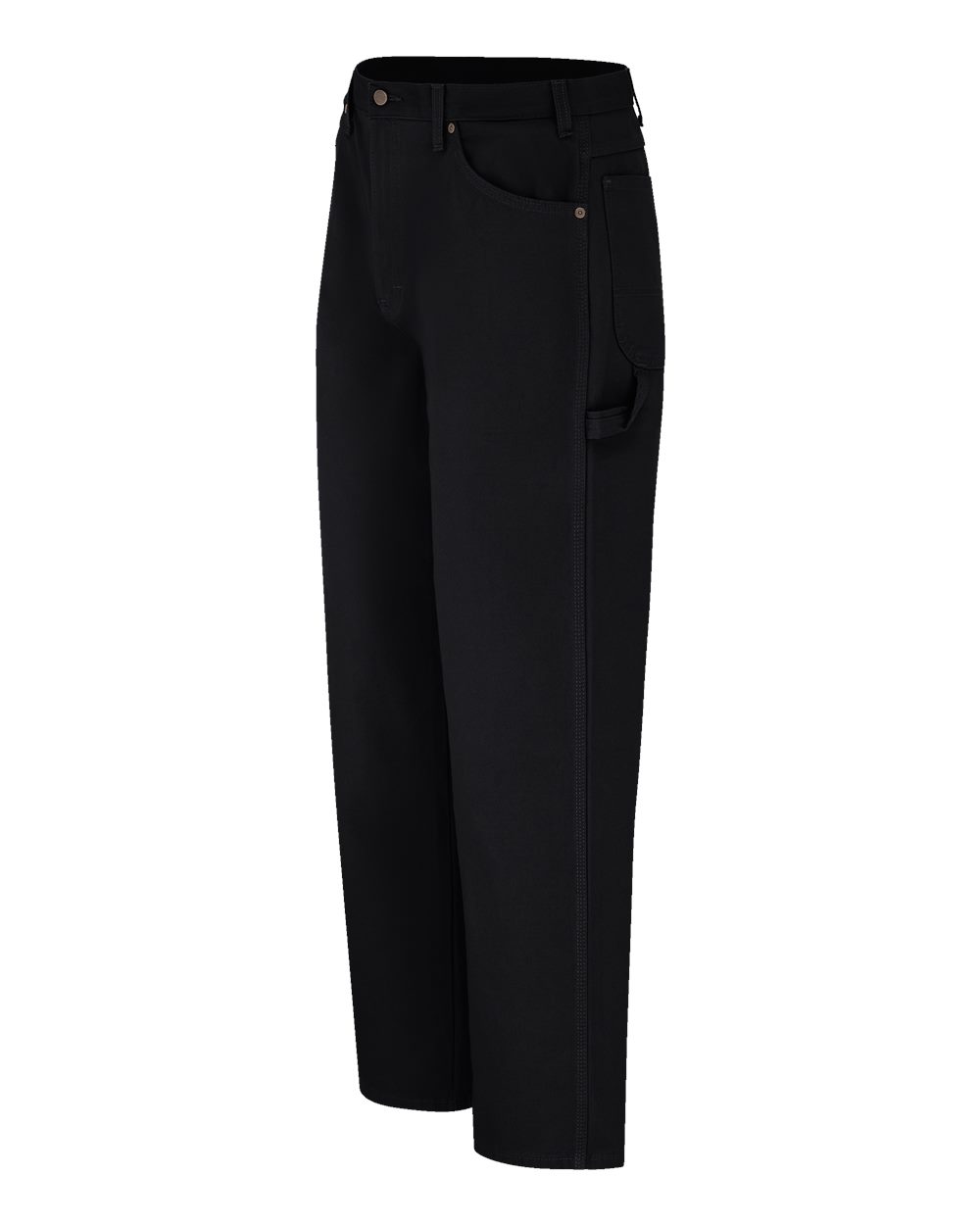 Left View of Rinsed Black - 37 Unhemmed Duck Carpenter Jeans - 1933