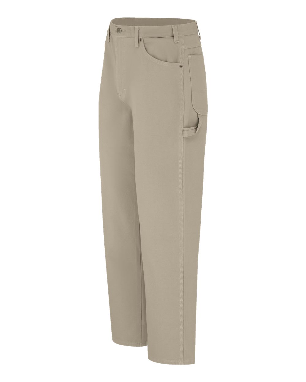 Left View of Rinsed Desert Sand - 37 Unhemmed Duck Carpenter Jeans - Extended Sizes - 1933EXT