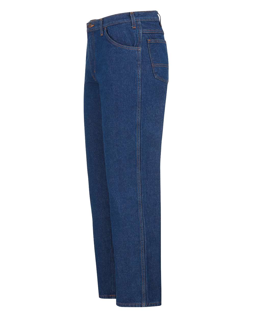 Left View of Rinsed Indigo Blue - 34I Industrial Jeans - Odd Sizes - C993ODD