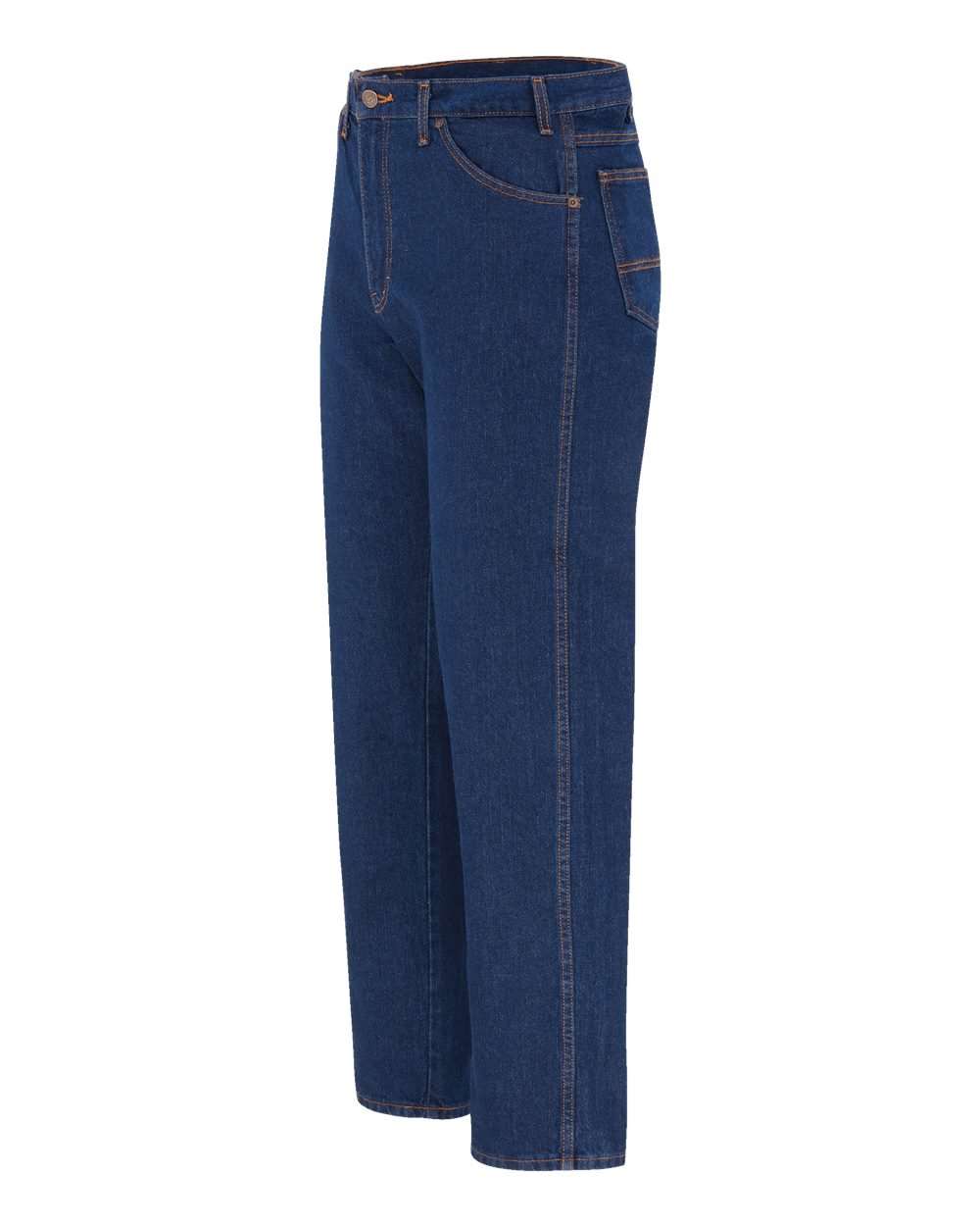 Left View of Rinsed Indigo Rigid - 28I Straight 5-Pocket Jeans - 9333