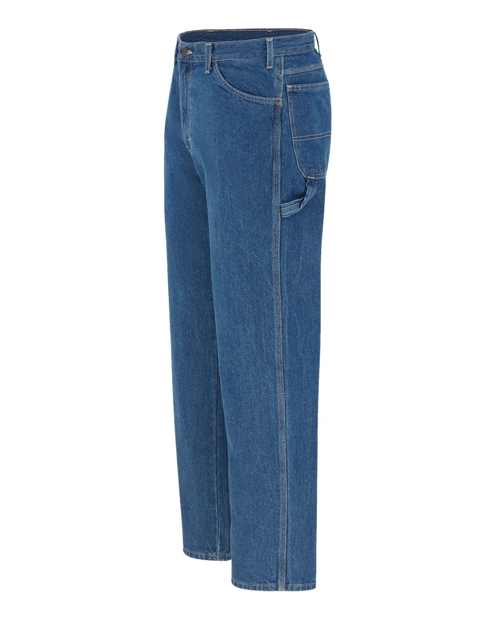 Left View of Rinsed Stonewashed Indigo Blue - 37 Unhemmed Carpenter Jeans - 1999