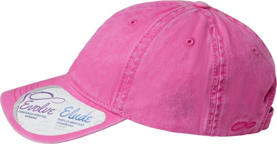 Left View of Rose/ Polka Dots Women's Pigment-Dyed with Fashion Undervisor Cap - CASSIE
