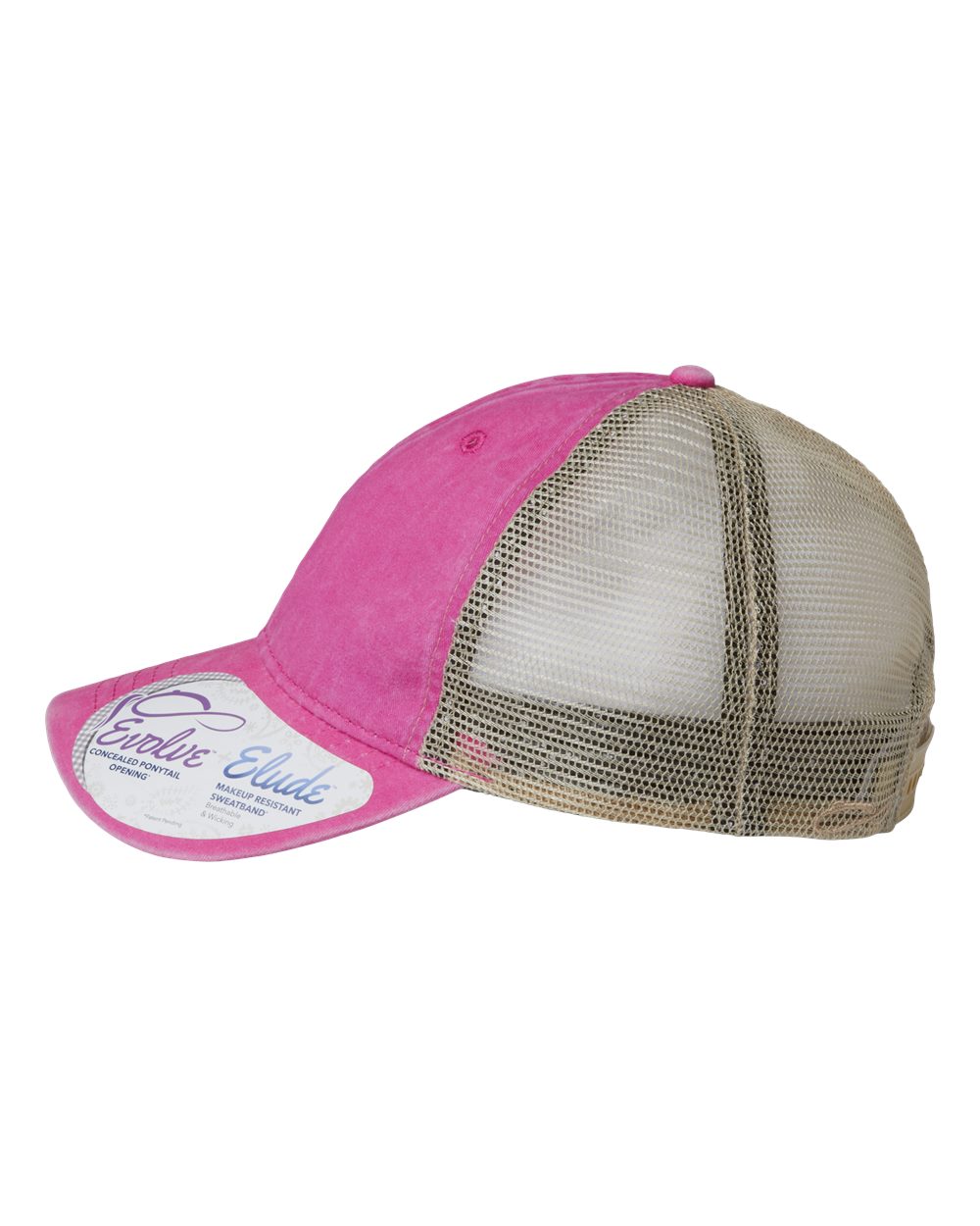 Left View of Rose/ Polka Dots Women's Washed Mesh-Back Cap - TESS