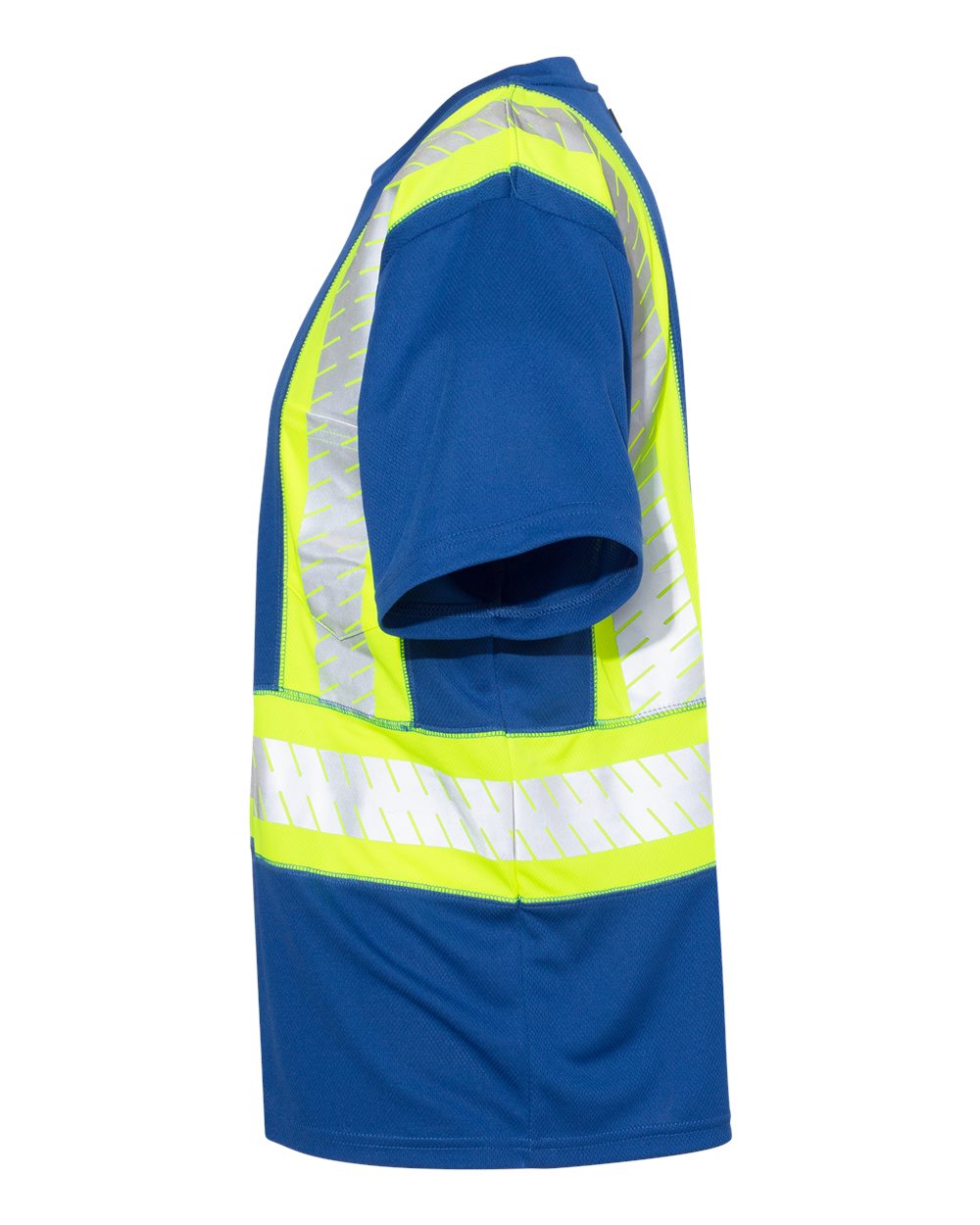Left View of Royal Blue/ Lime - B202 EV Series® Enhanced Visibility Contrast Pocket T-Shirt - B200-204