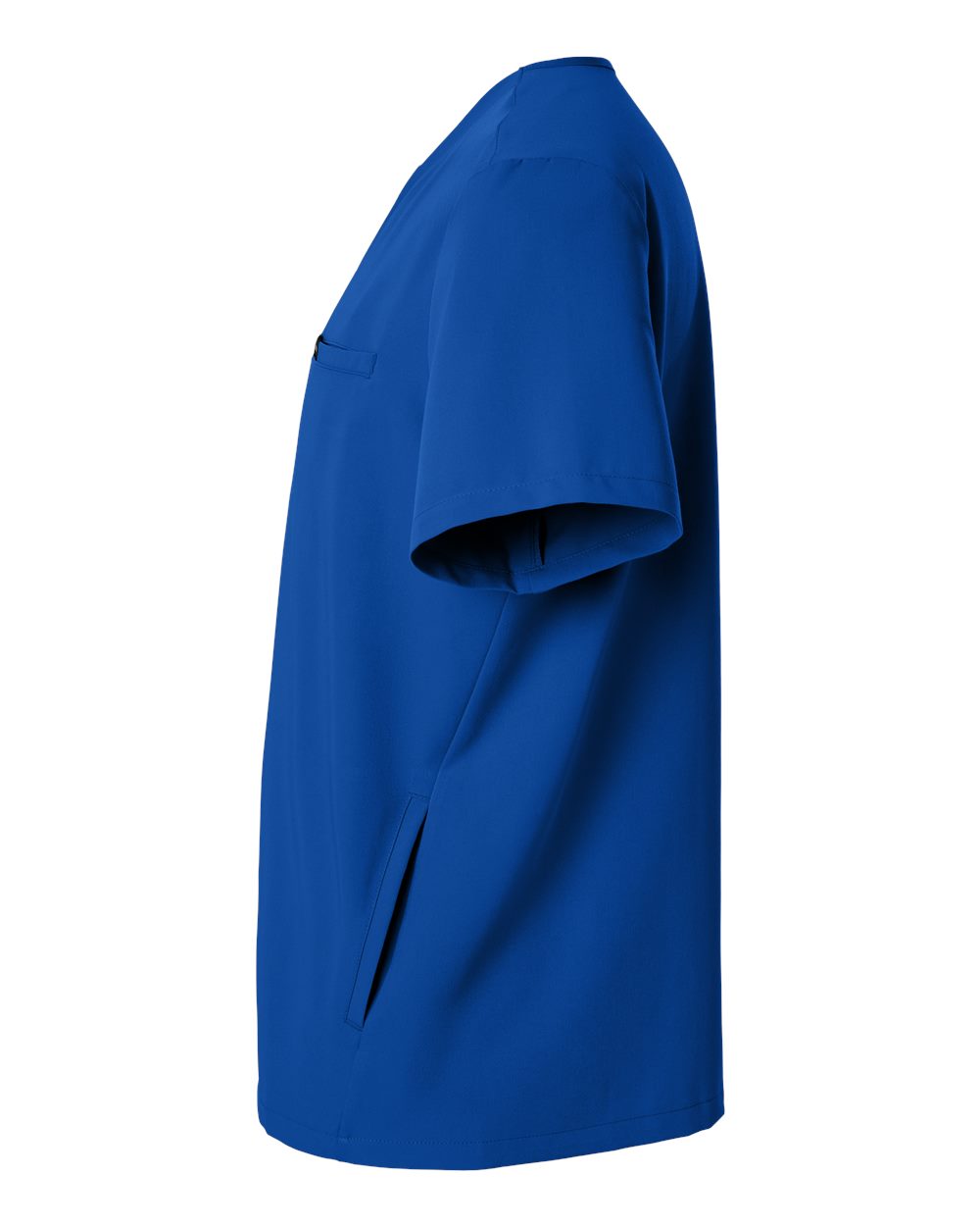 Left View of Royal Blue Platt 3-Pocket Scrub V-Neck Top - M10002
