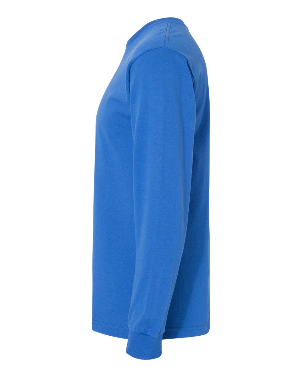 Left View of Royal Blue USA-Made Long Sleeve T-Shirt - 5060