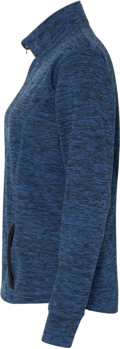 Left View of Royal Fleck/ Black Women's Cosmic Fleece Quarter-Zip Pullover - 8617