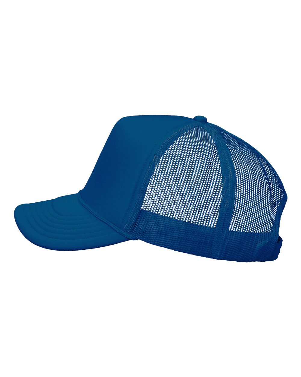 Left View of Royal/ Royal Foam Mesh-Back Trucker Cap - VC700