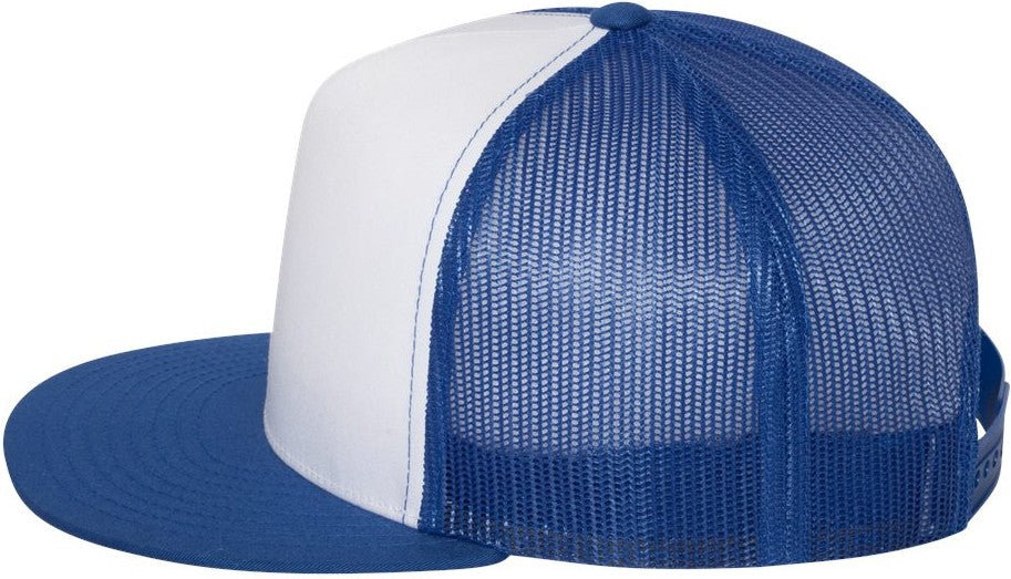 Left View of Royal/ White/ Royal Five-Panel Classic Trucker Cap - 6006