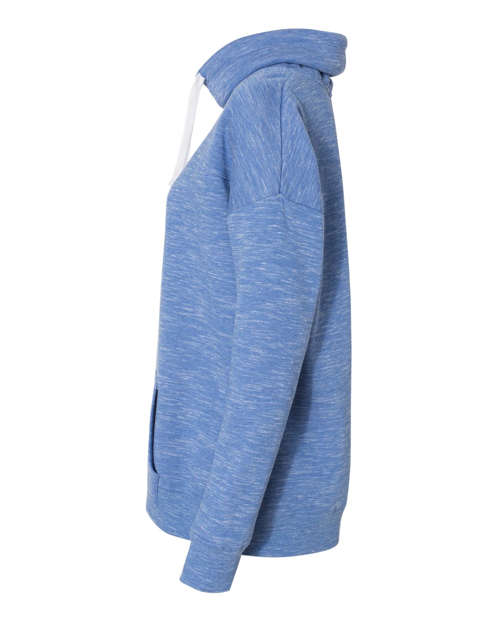 Left View of Royal Women’s Mélange Fleece Cowl Neck Sweatshirt - 8673