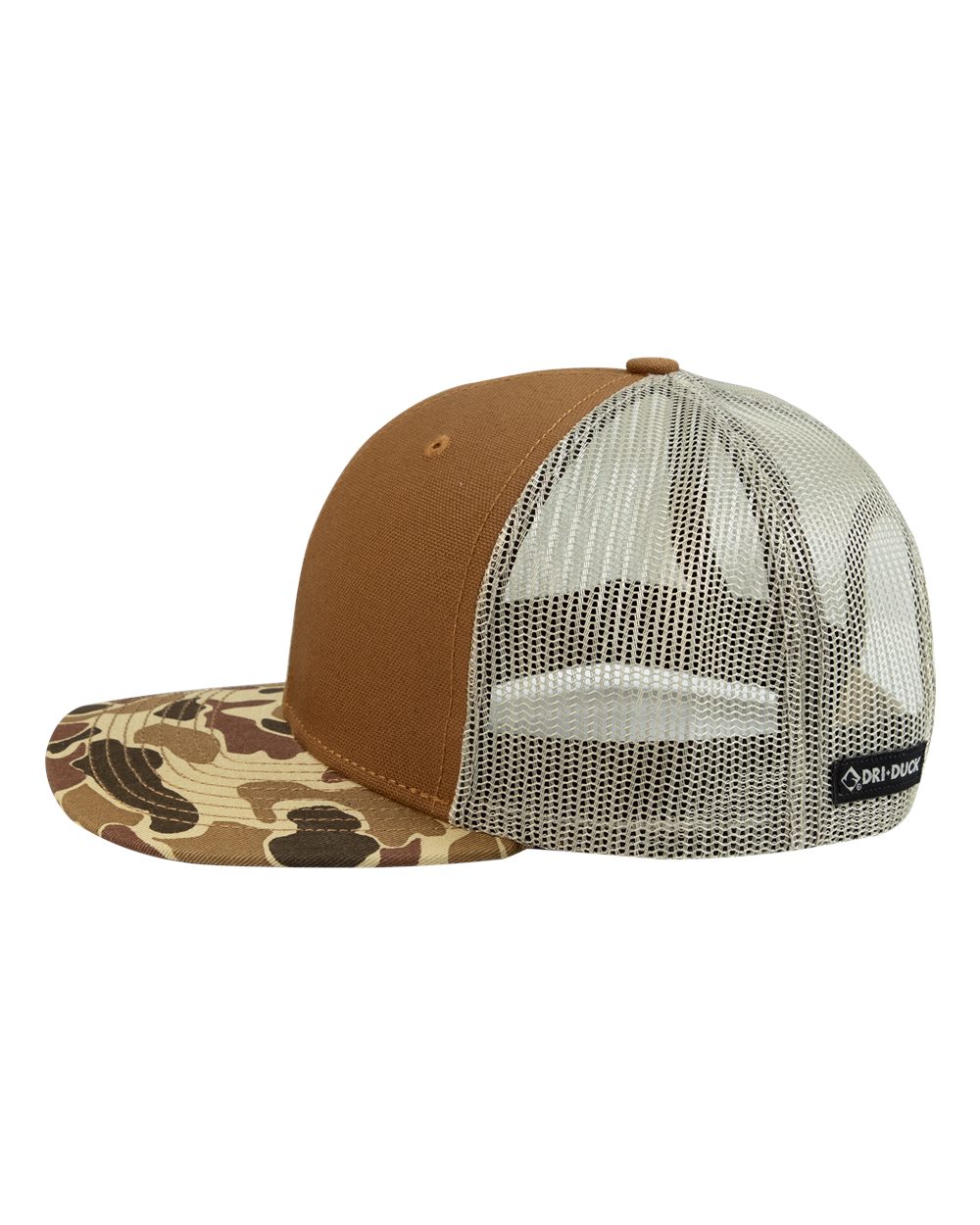 Left View of Saddle/ Duck Camo Ridge Trucker Cap - 3091