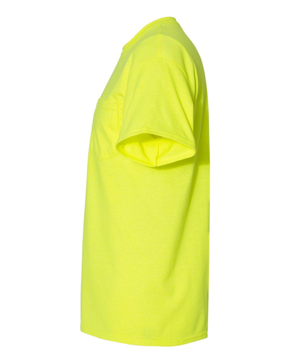 Left View of Safety Green DryBlend® Pocket T-Shirt - 8300