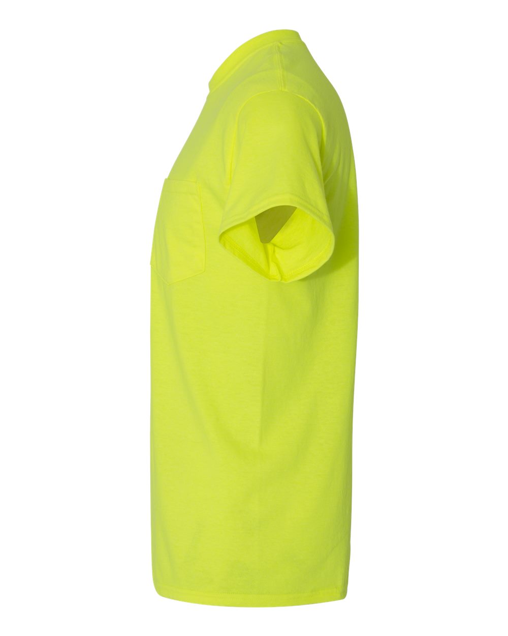 Left View of Safety Green Heavy Cotton™ Pocket T-Shirt - 5300