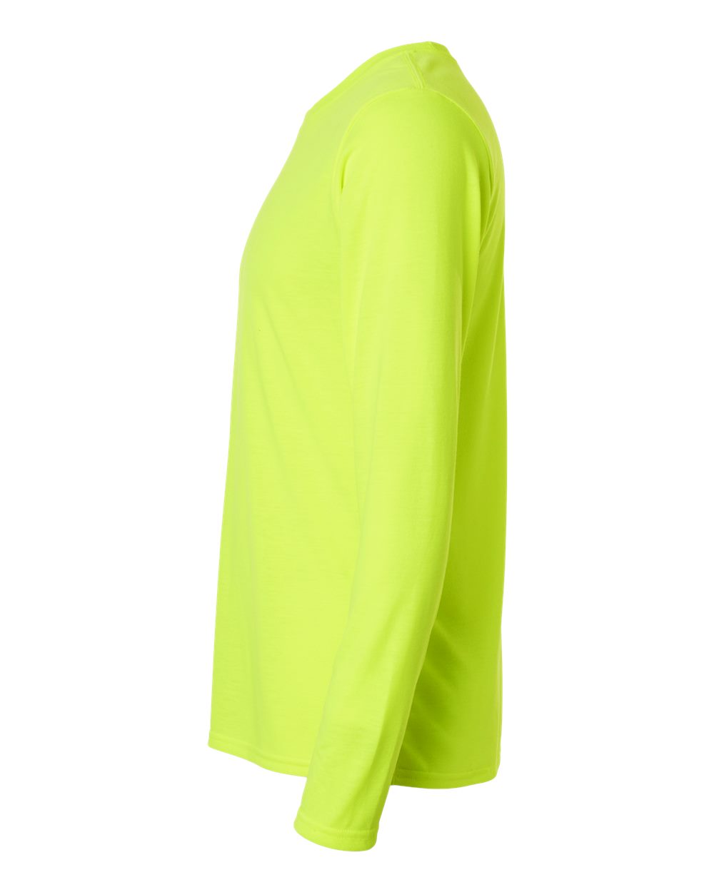 Left View of Safety Green Performance® Long Sleeve T-Shirt - 42400
