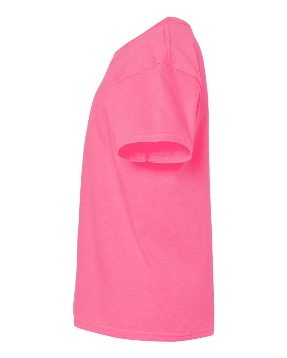 Left View of Safety Pink Light Cotton Youth T-Shirt - 3000B