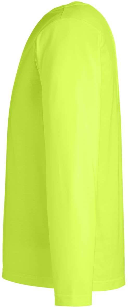 Left View of Safety Yellow Unisex Fusion ChromaSoft™ Performance Long Sleeve T-Shirt - CE111L