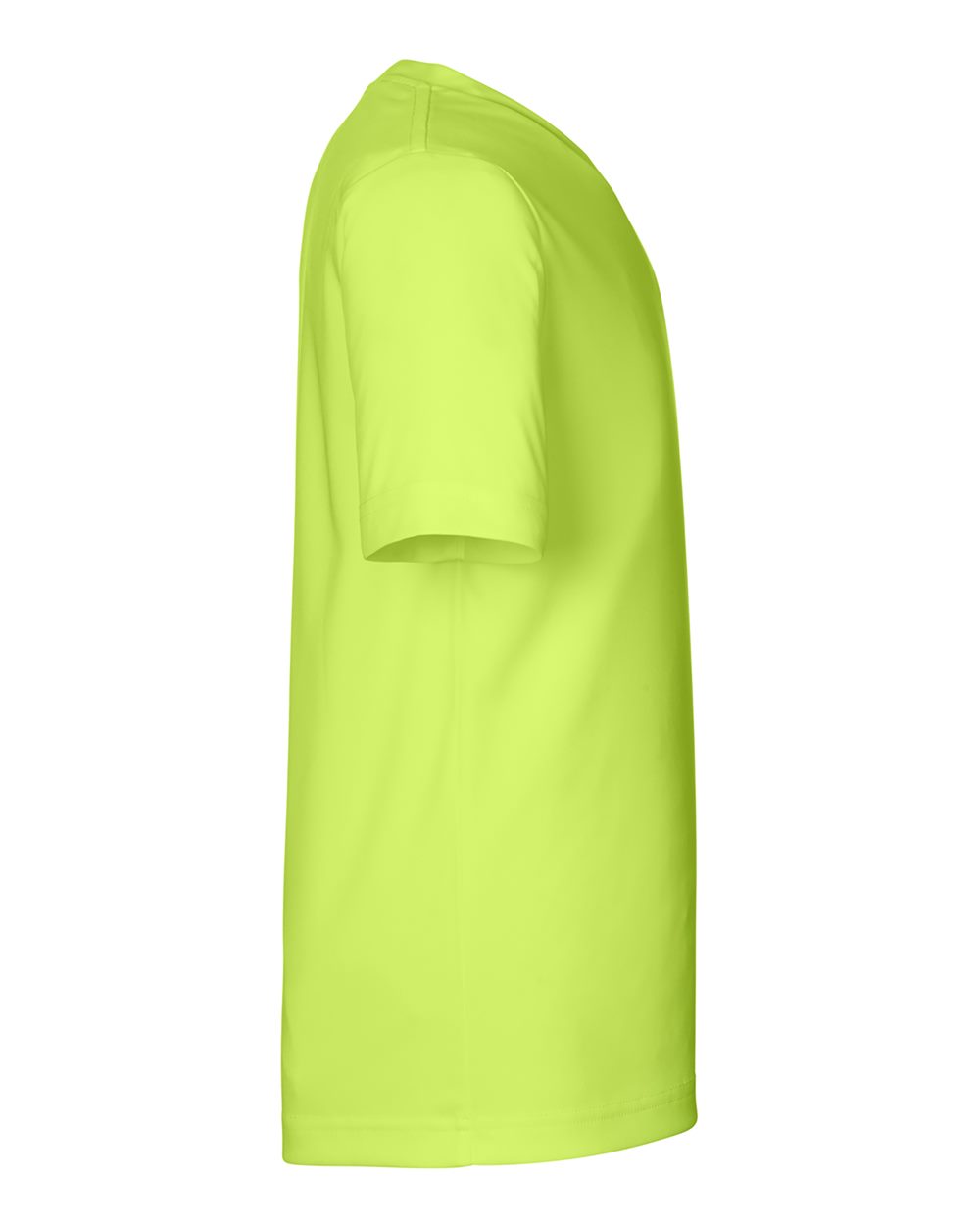 Left View of Safety Yellow Youth Capital Performance T-Shirt - CE10Y