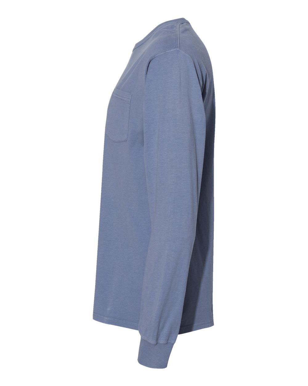 Left View of Saltwater Garment-Dyed Long Sleeve T-Shirt With a Pocket - GDH250