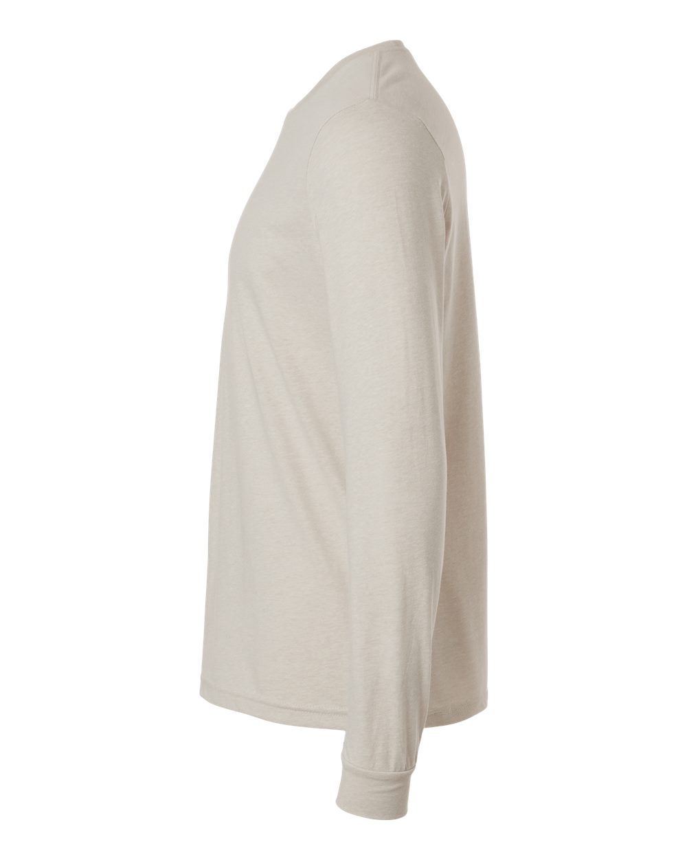 Left View of Sand CVC Long Sleeve T-Shirt - 6211