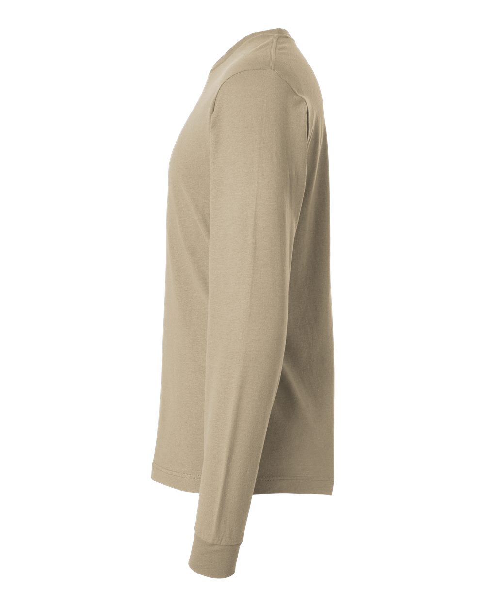 Left View of Sand Fine Jersey Long Sleeve T-Shirt - 202LS