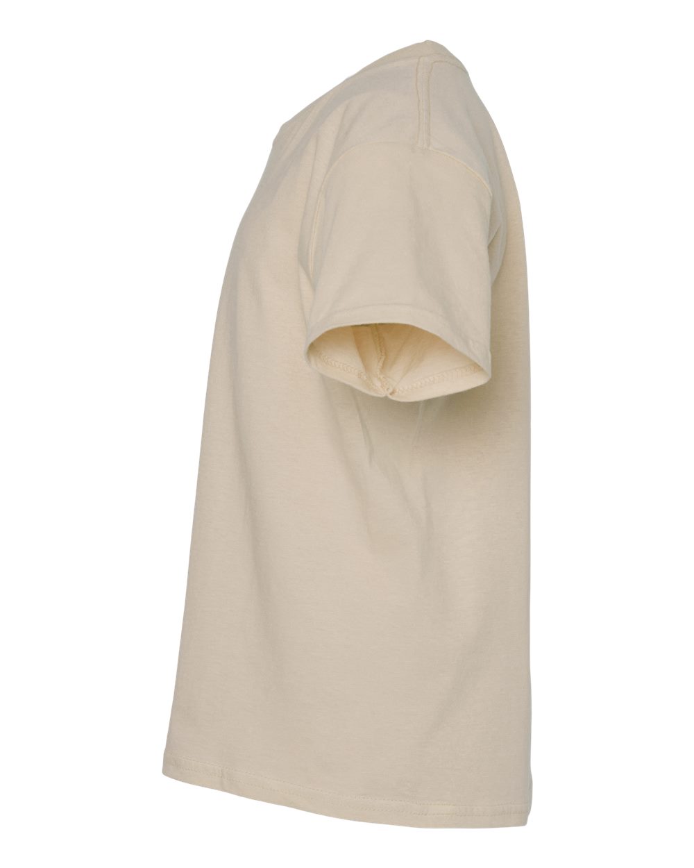 Left View of Sand Light Cotton Youth T-Shirt - 3000B