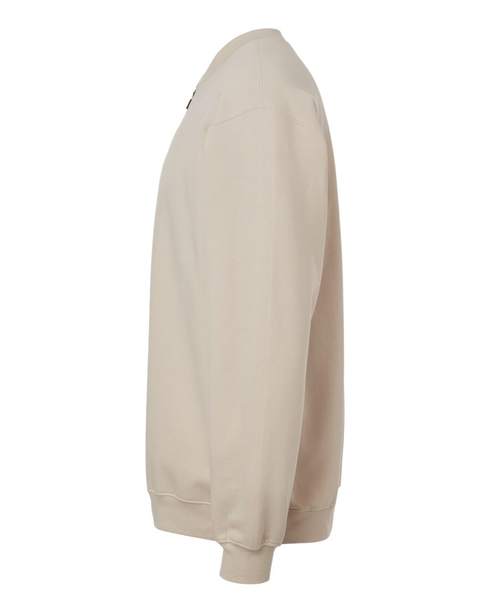 Left View of Sand Softstyle® Midweight 1/4 Zip Sweatshirt - SF008