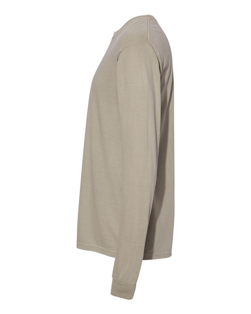 Left View of Sandstone Garment-Dyed Heavyweight Long Sleeve T-Shirt - 6014