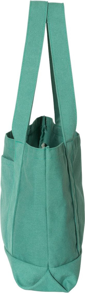 Left View of Seafoam Green Seaside Cotton Pigment Dyed Resort Tote - 8870
