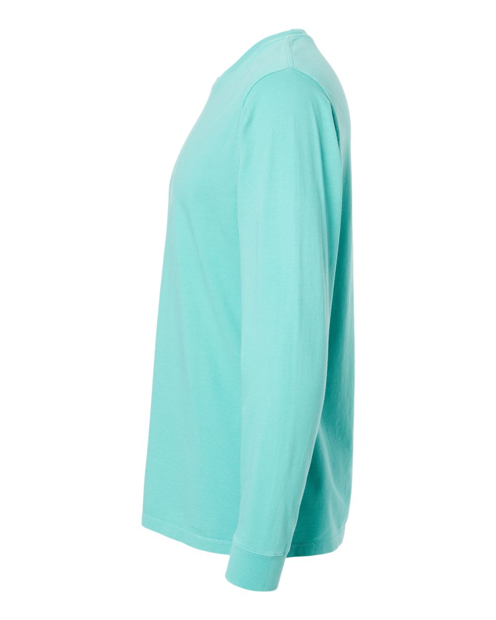 Left View of Seafoam Organic Long Sleeve T-Shirt - 420