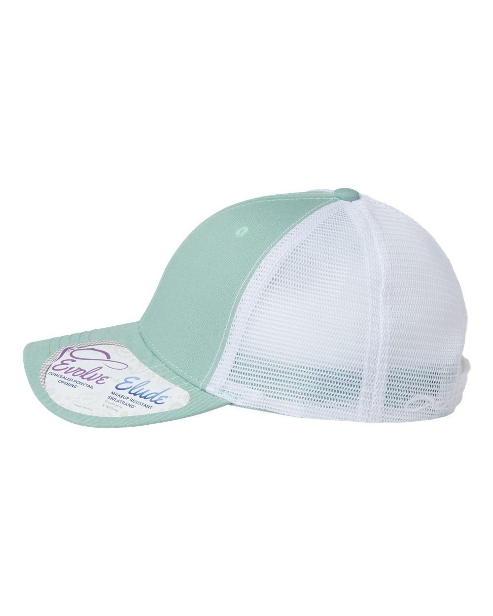 Left View of Seafoam/ White Women's Modern Trucker Cap - CHARLIE