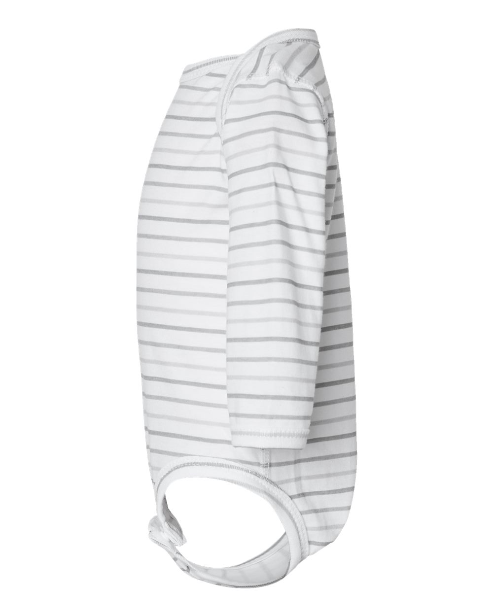 Left View of Shadow Stripe Infant Fine Jersey Long Sleeve Bodysuit - 4421