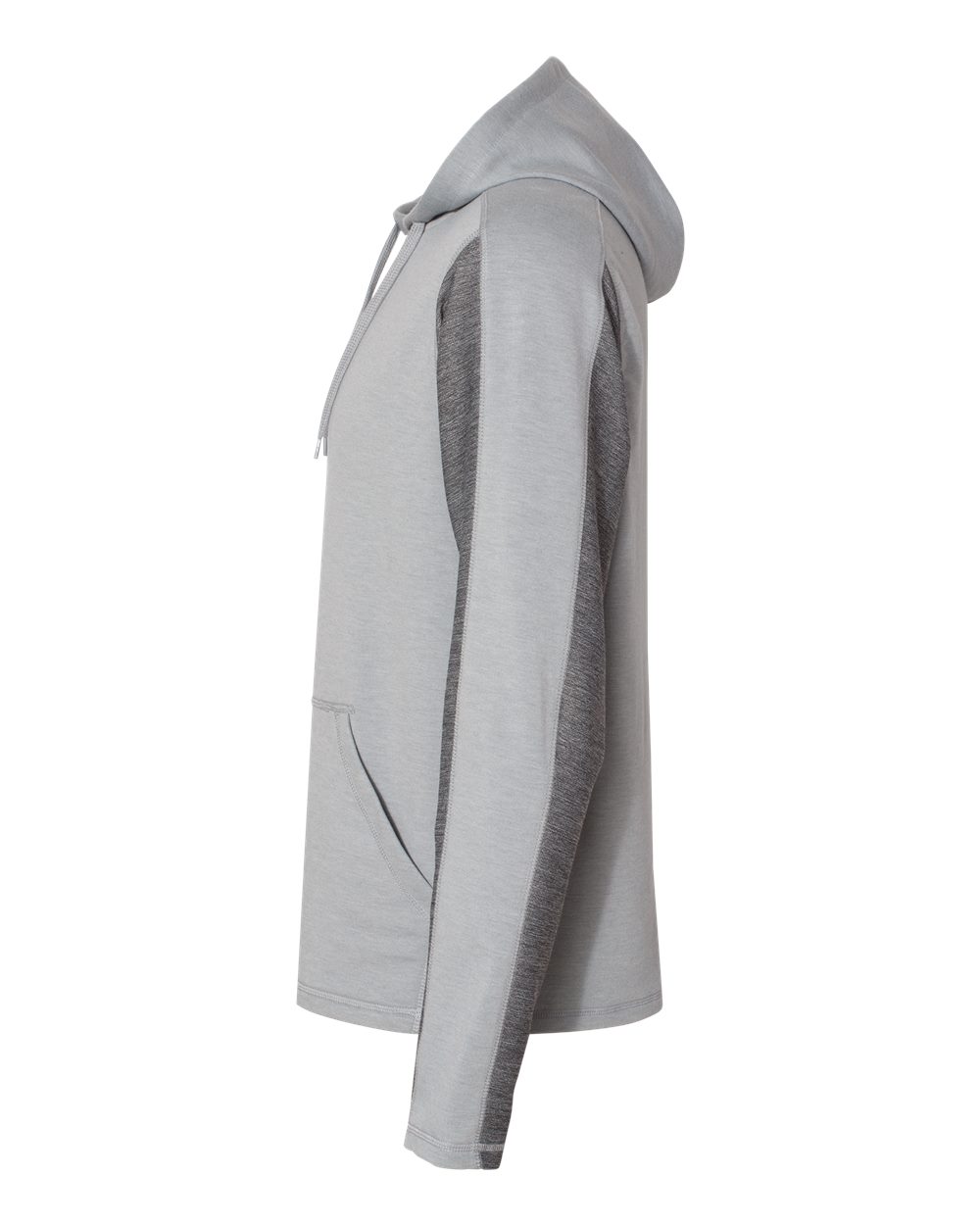 Left View of Silver Grey Triblend Omega Stretch Hooded Pullover - 8435