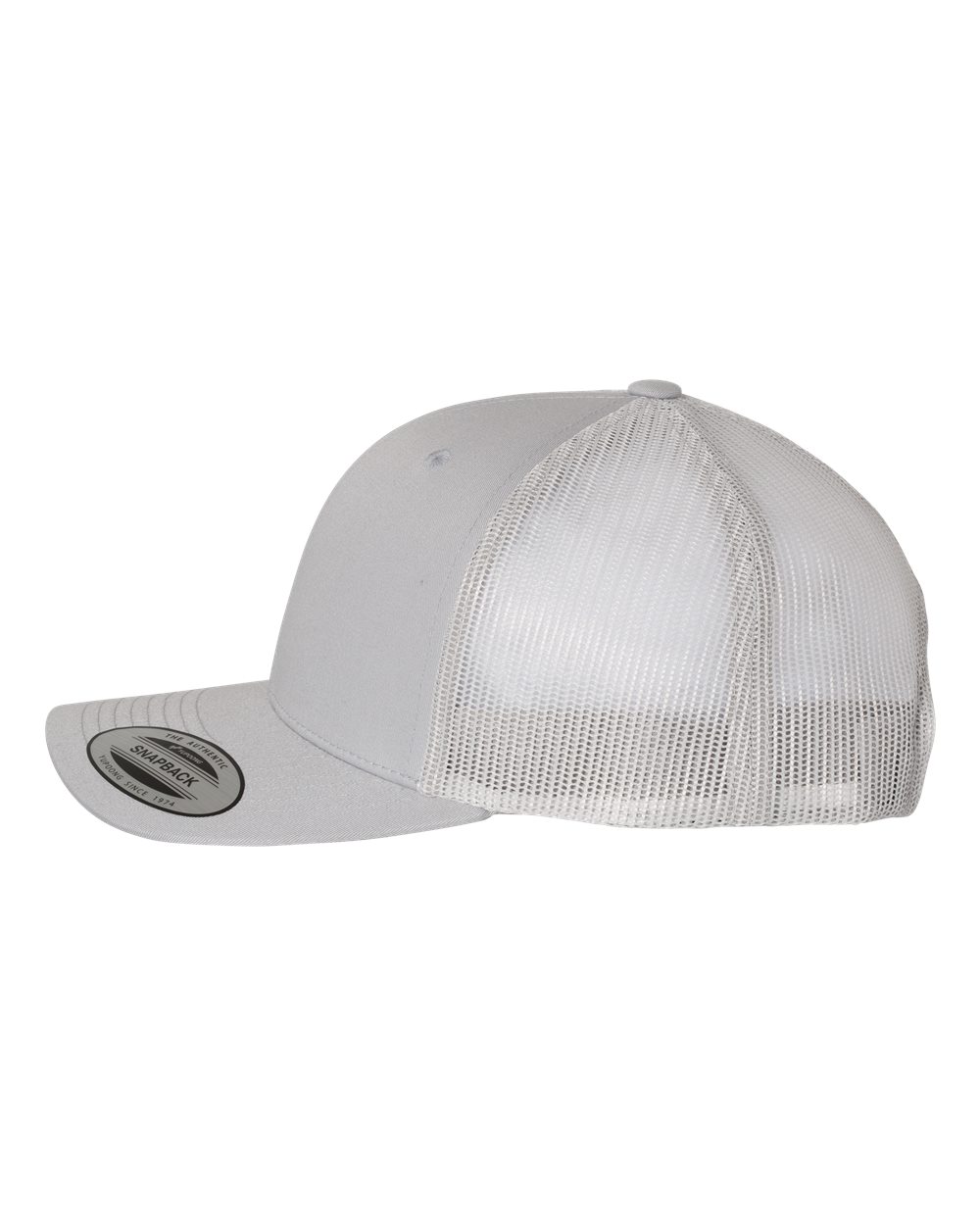 Left View of Silver Retro Trucker Cap - 6606