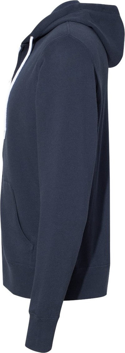 Left View of Slate Blue Lightweight Full-Zip Hooded Sweatshirt - AFX90UNZ